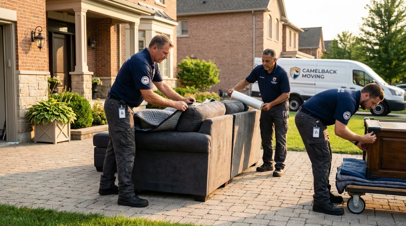Large estate moving crew wrapping furniture in Burbank, CA