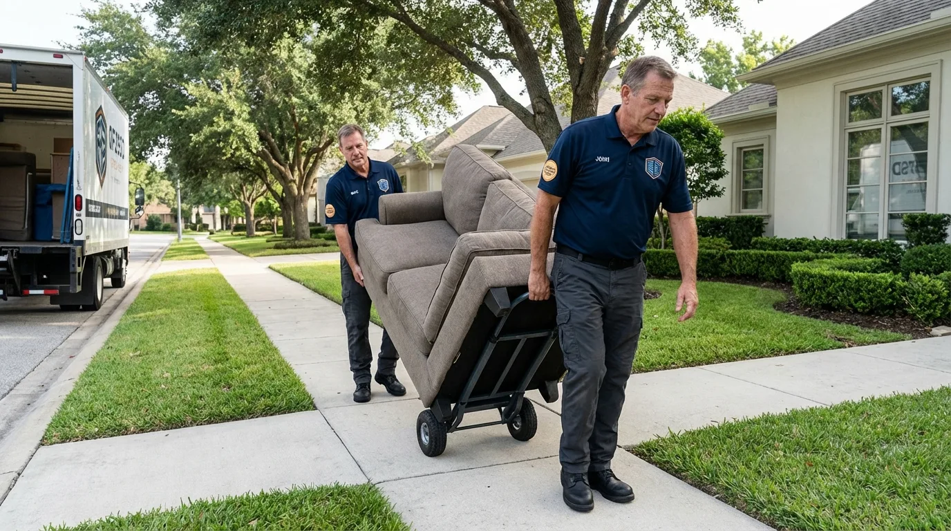 Local residential moving crew loading furniture in Burbank, CA
