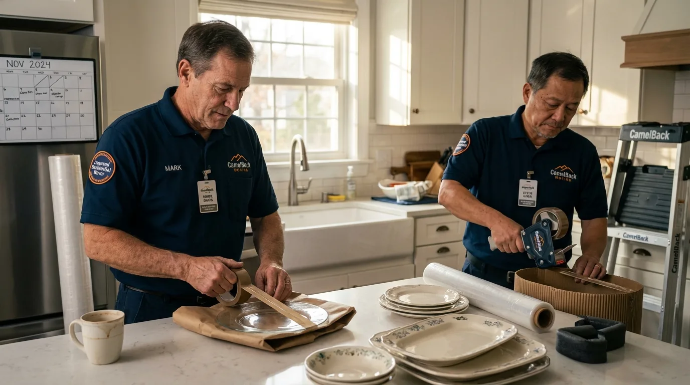 Professional crew packing kitchen dishware in Burbank, CA